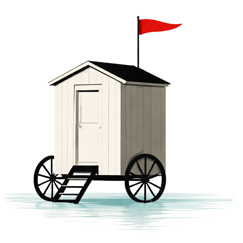 Reisewundern 03 Badewagen Fahne